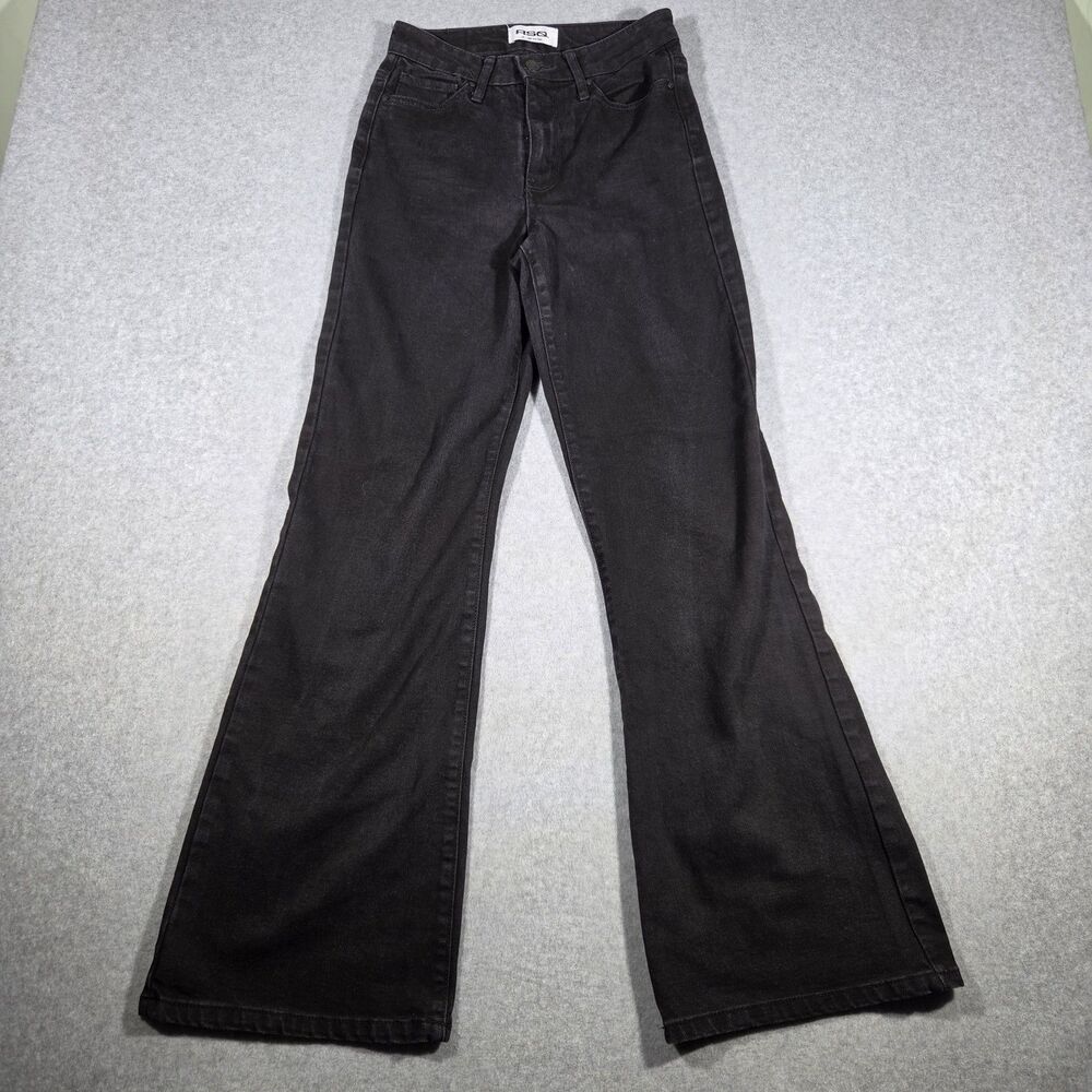 RSQ Women's High Rise Flare Jeans Size 26 Faded Black Denim Pants Waisted